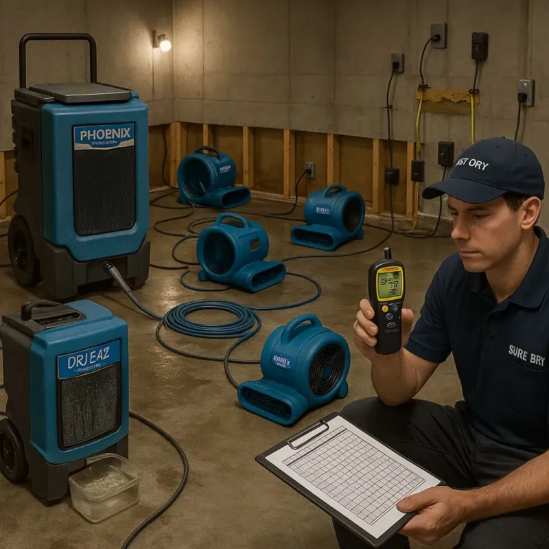 Structural Drying and Dehumidification process in Redlands, CA